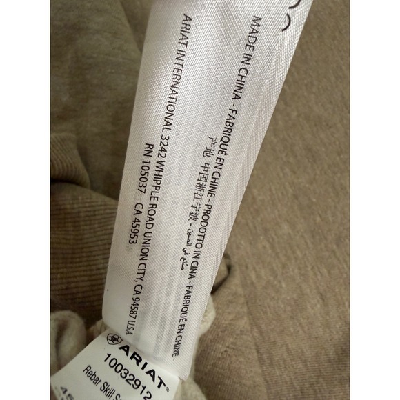 ARIAT Rebar Skill Set 1/2 Zip Hood Tan Heathered Fleece Pullover Hoodie Women - Picture 10 of 10